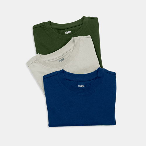 Organic Cotton Short Sleeve Tee – Pack of 3 | Navy, Sage & Forest