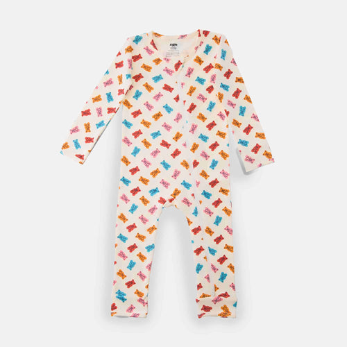 Diagonal Zipper Romper Gummy bear