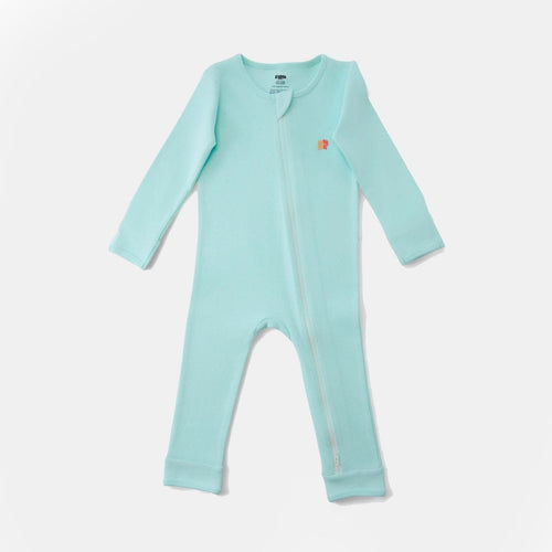 Diagonal Zipper Romper Sky