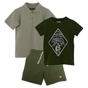 Organic Cotton Mix 'n' Match set of 3 | T-shirt & Shorts — organic cotton kids co-ord set India 2-6 years — Kiggle