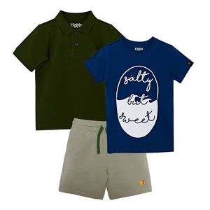 Organic Cotton Mix 'n' Match set of 3 | T-shirt & Shorts — organic cotton kids co-ord set India 2-6 years — Kiggle