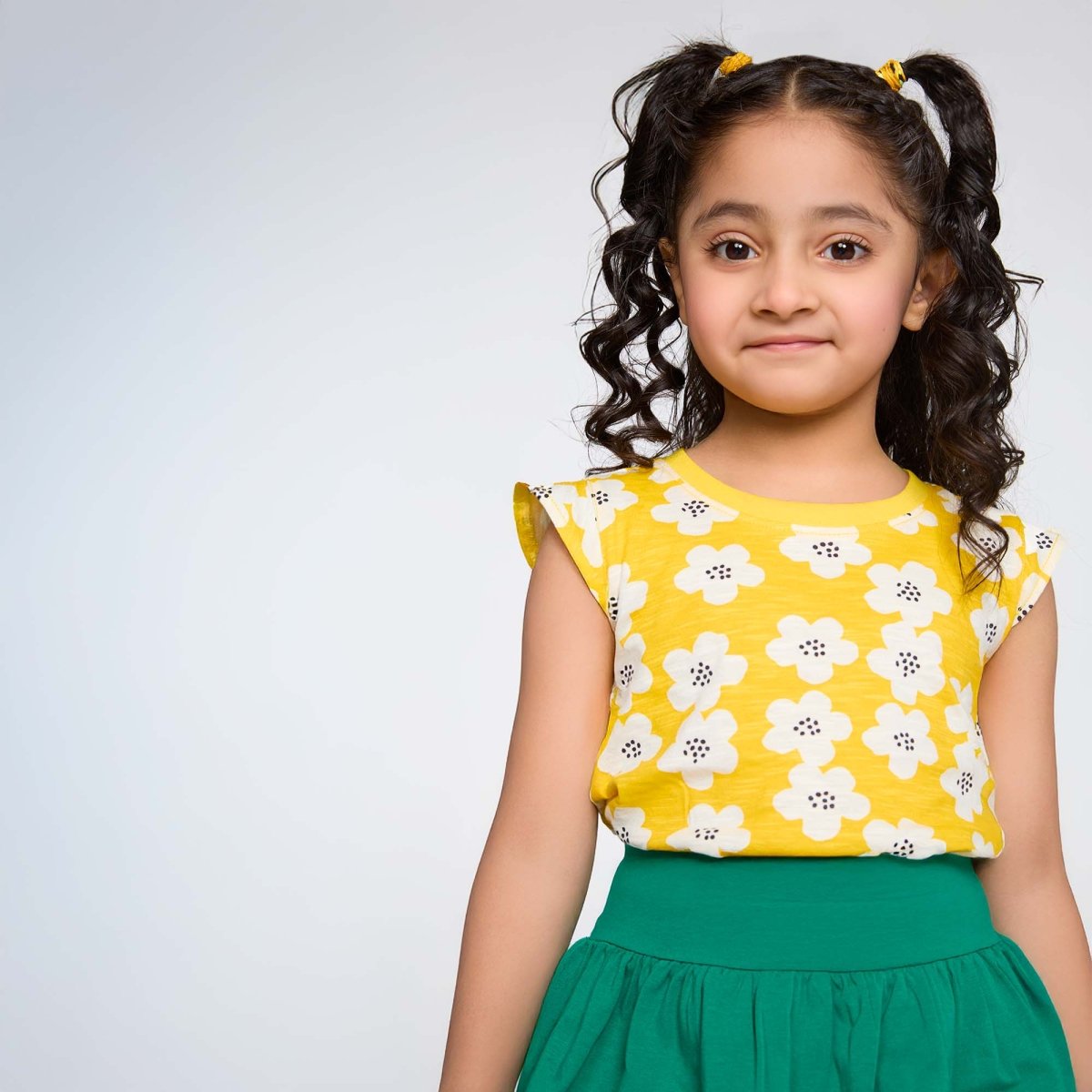 Wavy Sleeve Tee Flower - organic cotton kids clothing - Kiggle