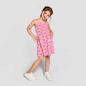 Smocked Dress Orange Print — organic cotton smocked dress India girls 2-6 years — Kiggle