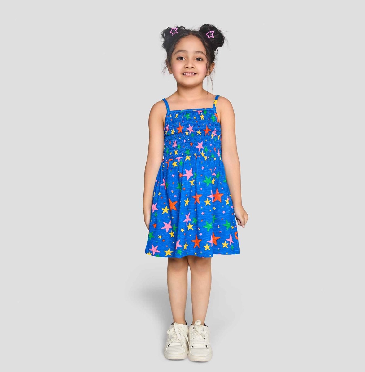 Smocked Dress Stars — organic cotton smocked dress India girls 2-6 years — Kiggle