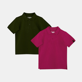 Classic Polo Duo - Forest & Raspberry - organic cotton kids clothing - Kiggle