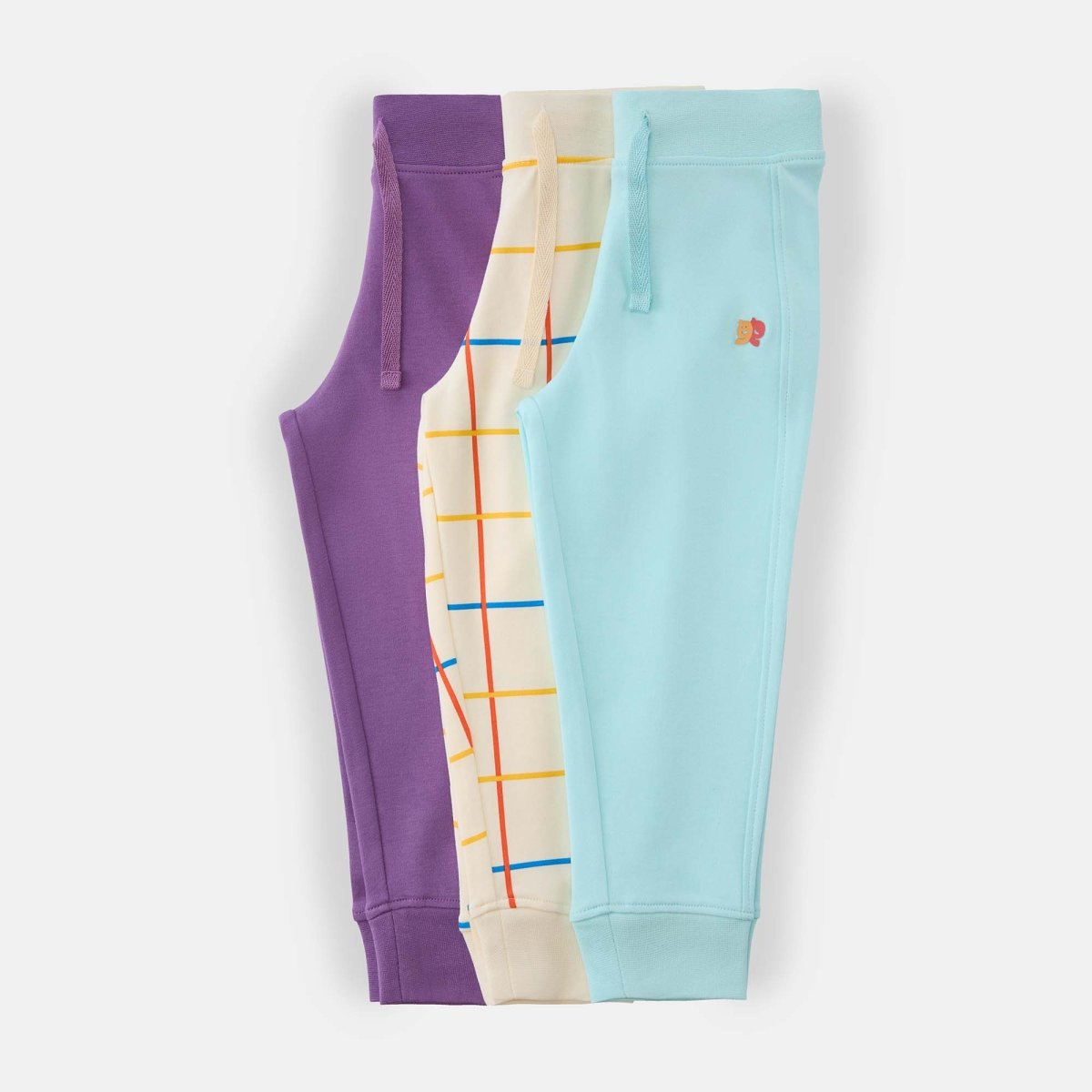 Baby Pant Pack of 3 — organic cotton baby pants India 0-2 years elastic waistband — Kiggle