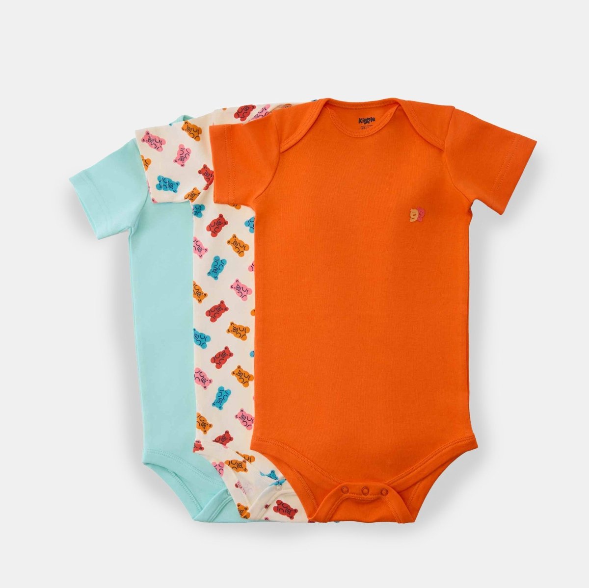 Babysuit Pack of 3 — organic cotton babysuit India 0-2 years snap buttons — Kiggle