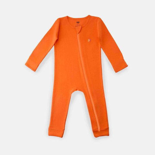 Diagonal Zipper Romper Carrot