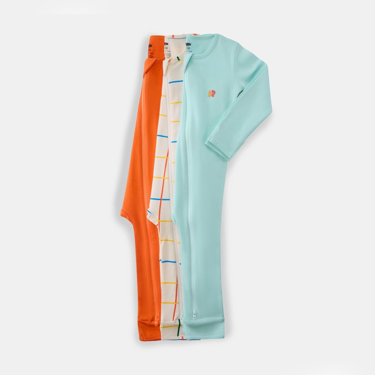 Diagonal Zipper Pack of 3 — organic cotton baby romper India 0-2 years azo-free dyes — Kiggle