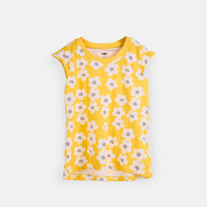 Wavy Sleeve Tee Flower — organic cotton girls wavy sleeve t-shirt India 2-6 years — Kiggle