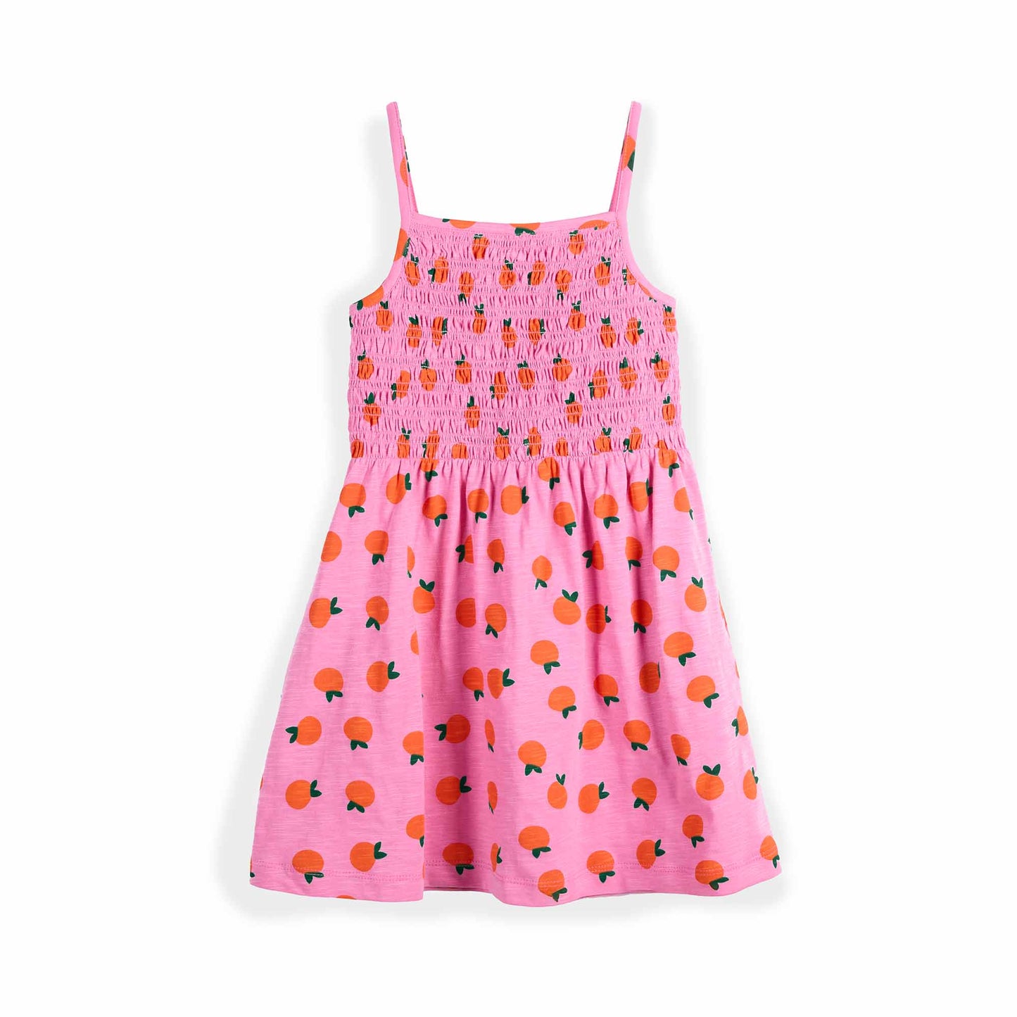 Smocked Dress Orange Print