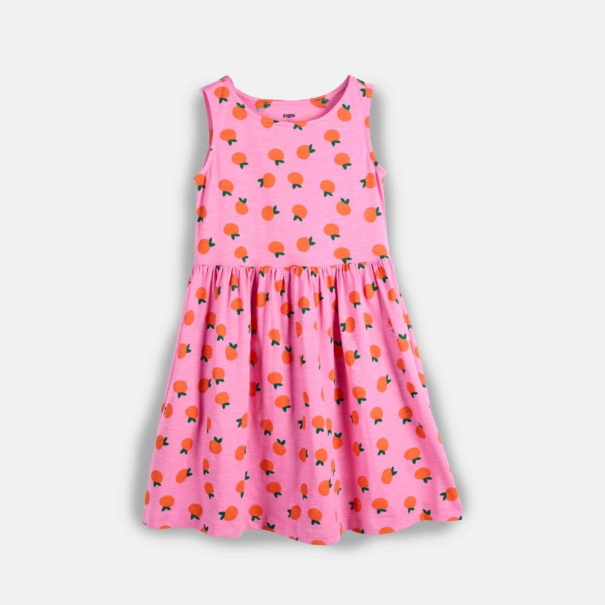 Frill Dress Orange Print - organic cotton kids clothing - Kiggle