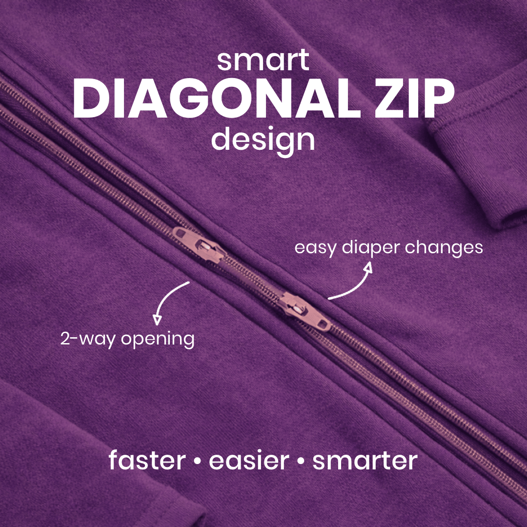 Diagonal Zipper Romper Orchid - organic cotton kids clothing - Kiggle