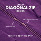 Diagonal Zipper Romper Orchid - organic cotton kids clothing - Kiggle