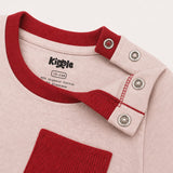 Kiggle Blush baby ringer tee contrast rib and pocket closeup