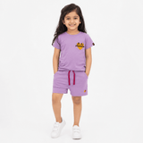 BFF Co - ord Set | Graphic Tee & Terry Shorts | Lavender & Lavender - organic cotton kids clothing - Kiggle