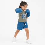 Boxer Co - ord Set | Graphic Tee & Track Shorts | Dry - Sage & Teal - organic cotton kids clothing - Kiggle