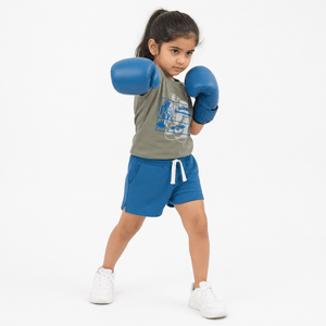 Boxer Co - ord Set | Graphic Tee & Track Shorts | Dry - Sage & Teal - organic cotton kids clothing - Kiggle