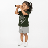 Explore Co - ord Set | Graphic Tee & Track Shorts | Forest & Grey - organic cotton kids clothing - Kiggle