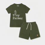 Tiny Farmer Co - ord Set | Graphic Tee & Terry Shorts | Forest & Forest - organic cotton kids clothing - Kiggle