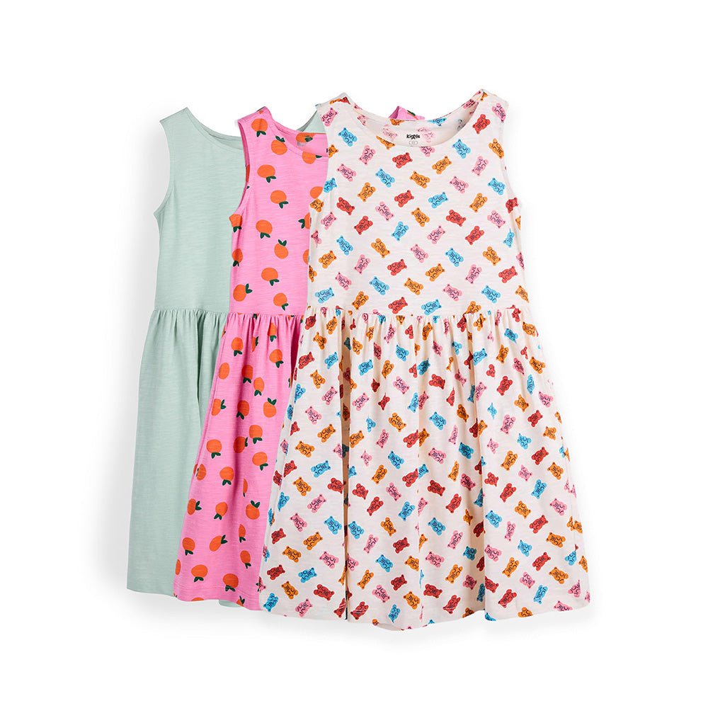 Frill Dress Flower pack of 3 — organic cotton frill dress India girls 2-6 years — Kiggle