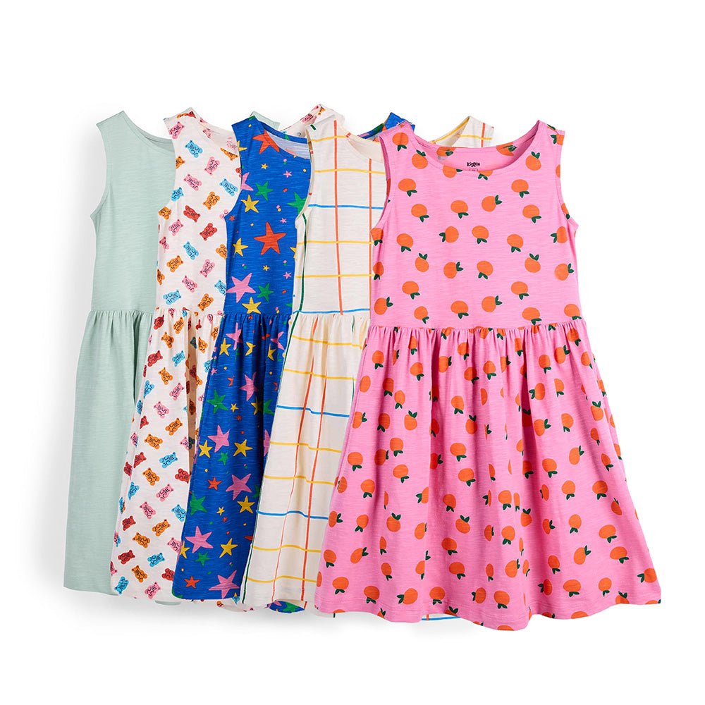Frill Dress Flower pack of 5 — organic cotton frill dress India girls 2-6 years — Kiggle