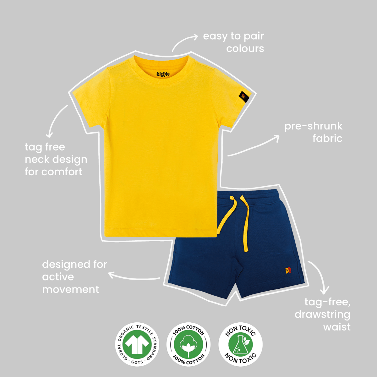 Organic Cotton Mix 'n' Match set of 2 | T-shirt & Shorts - organic cotton kids clothing - Kiggle