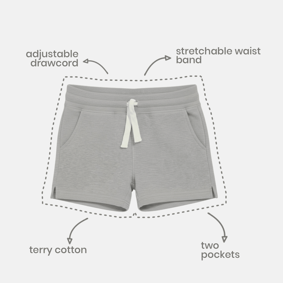 Track Shorts - grey - organic cotton kids clothing - Kiggle