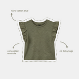 Frill Sleeve Top Olive