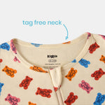 Diagonal Zipper Romper Gummy bear - organic cotton kids clothing - Kiggle