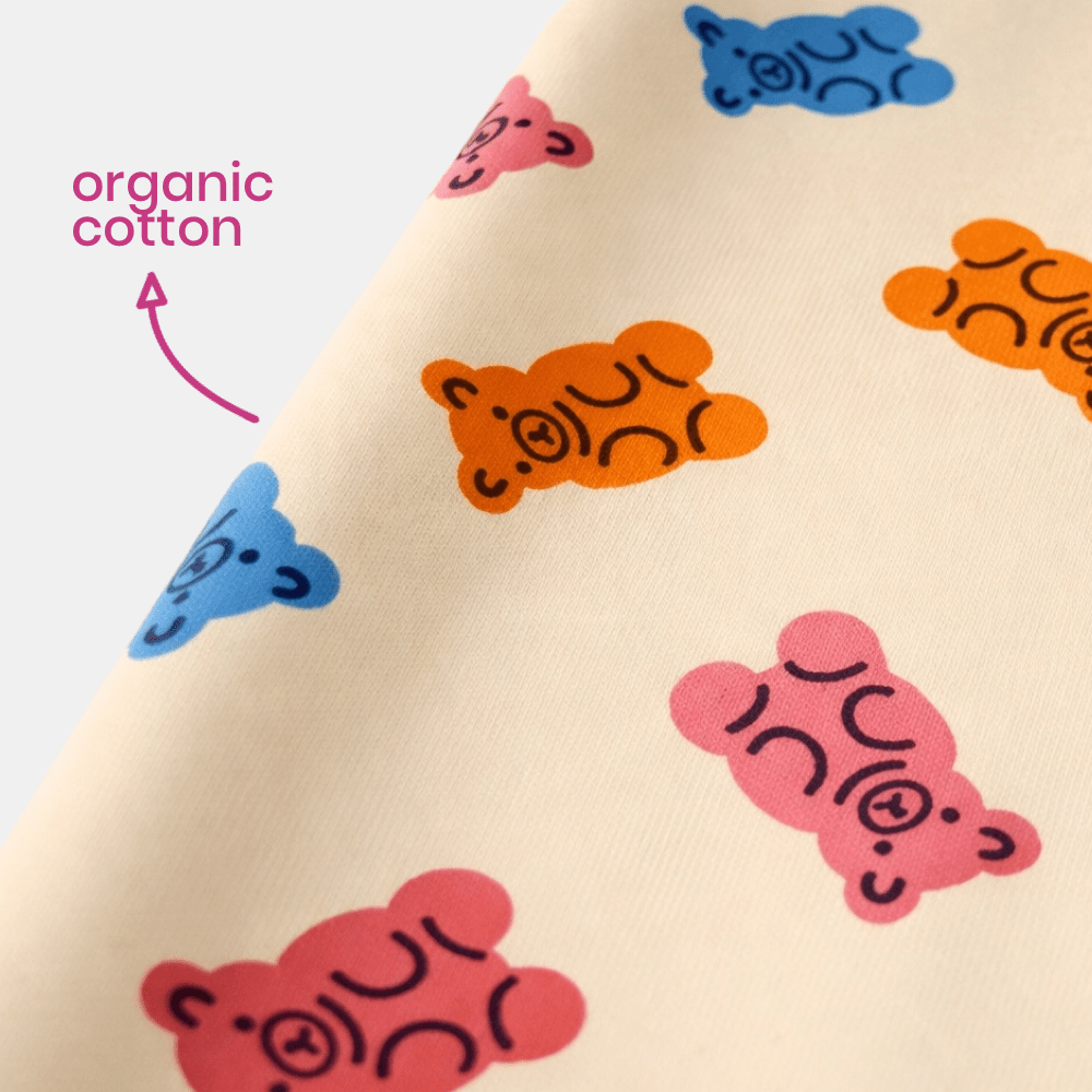 Diagonal Zipper Romper Gummy bear - organic cotton kids clothing - Kiggle