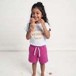 Ice Cream Taster Co - ord Set | Graphic Tee & Terry Shorts | Snow & Raspberry - organic cotton kids clothing - Kiggle