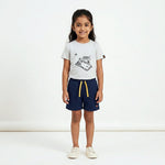 Snooze Co - ord Set | Graphic Tee & Terry Shorts | Snow & Navy - organic cotton kids clothing - Kiggle