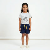 Snooze Co - ord Set | Graphic Tee & Terry Shorts | Snow & Navy - organic cotton kids clothing - Kiggle