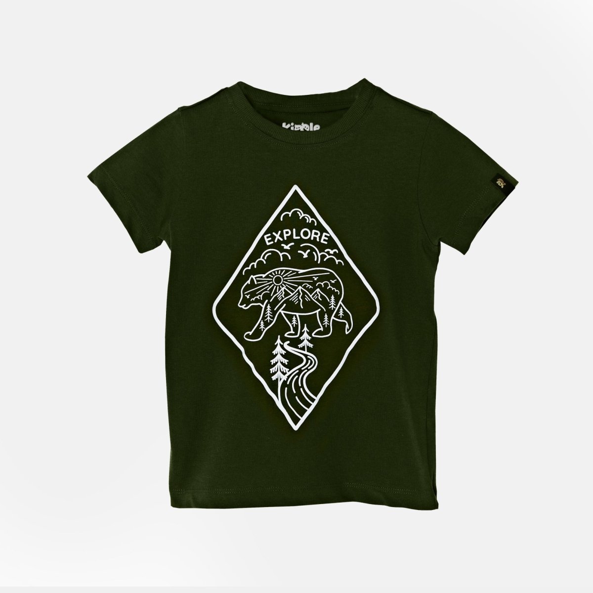 Explore Co - ord Set | Graphic Tee & Track Shorts | Forest & Grey - organic cotton kids clothing - Kiggle