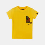 Cat Co - ord Set | Graphic Tee & Terry Shorts | Mustard & Forest - organic cotton kids clothing - Kiggle