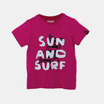 Sun and Surf Co - ord Set | Graphic Tee & Terry Shorts | Raspberry & Navy - organic cotton kids clothing - Kiggle