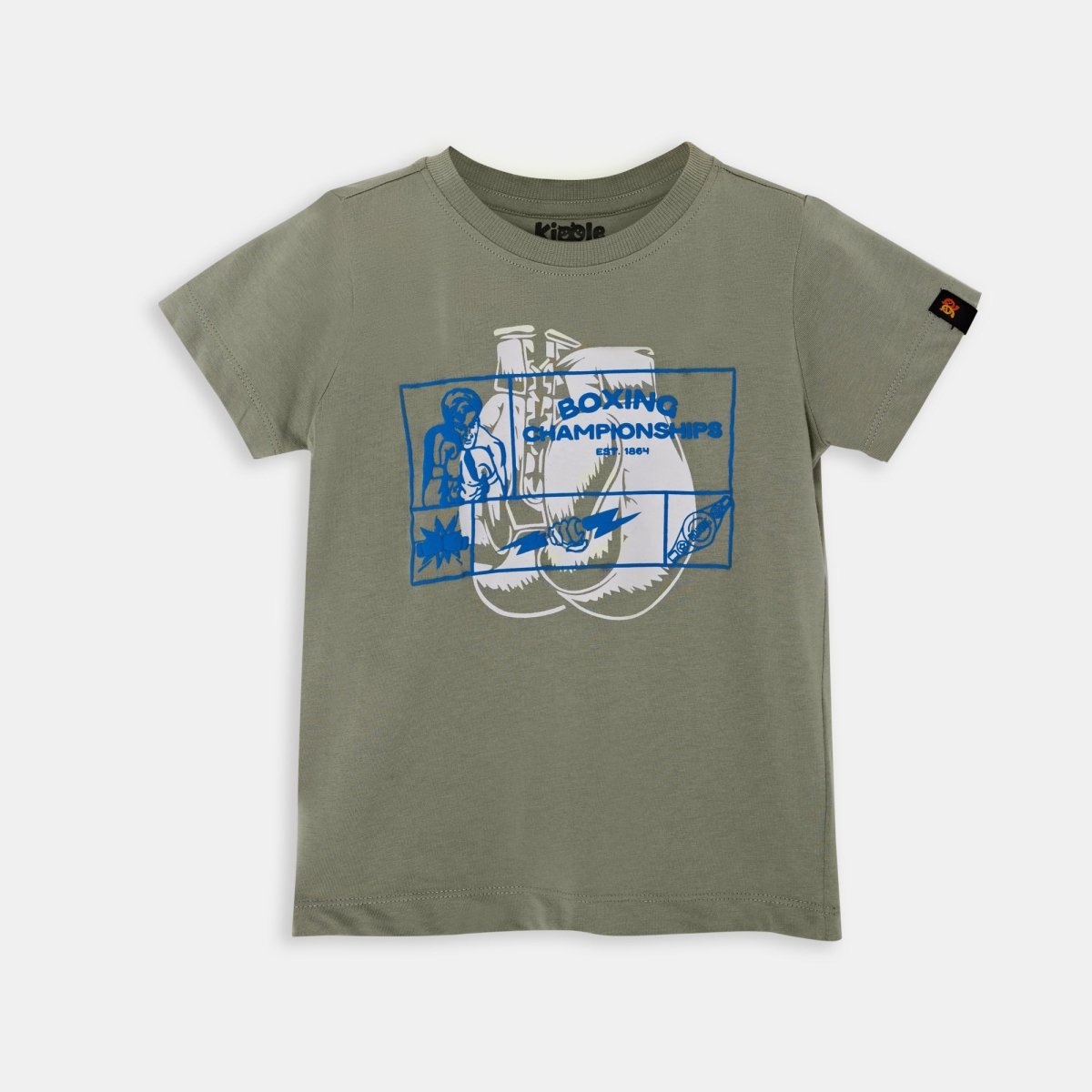 Boxer Tee Dry-Sage — organic cotton kids graphic t-shirt India water-based print — Kiggle