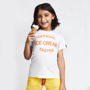 Official Ice Cream Taster Tee Snow — organic cotton kids graphic t-shirt India water-based print — Kiggle