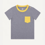 Kiggle Lilac baby ringer pocket tee in organic cotton, front view