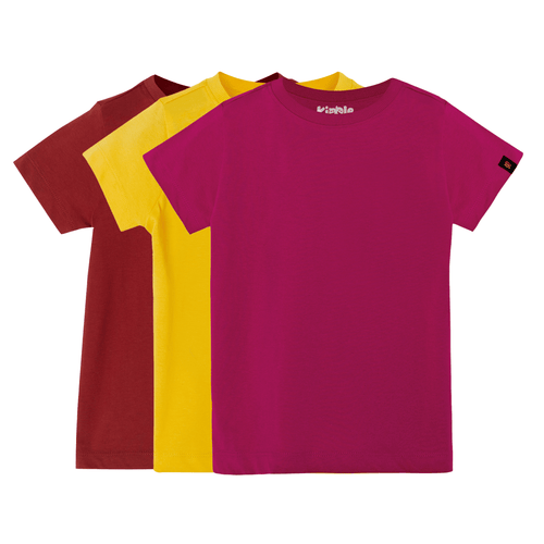 Organic Cotton Short Sleeve Tee – Pack of 3 | Mustard, Raspberry & Clay