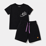 NYC Skater Co - ord Set | Graphic Tee & Terry Shorts | Carbon & Carbon - organic cotton kids clothing - Kiggle
