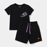 NYC Skater Co - ord Set | Graphic Tee & Terry Shorts | Carbon & Carbon - organic cotton kids clothing - Kiggle