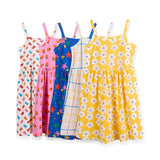 Play dress pack of 5 — organic cotton girls play dress India 2-6 years water-based print — Kiggle
