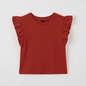 Frill Sleeve Top Clay — organic cotton girls frill sleeve top India 2-6 years — Kiggle