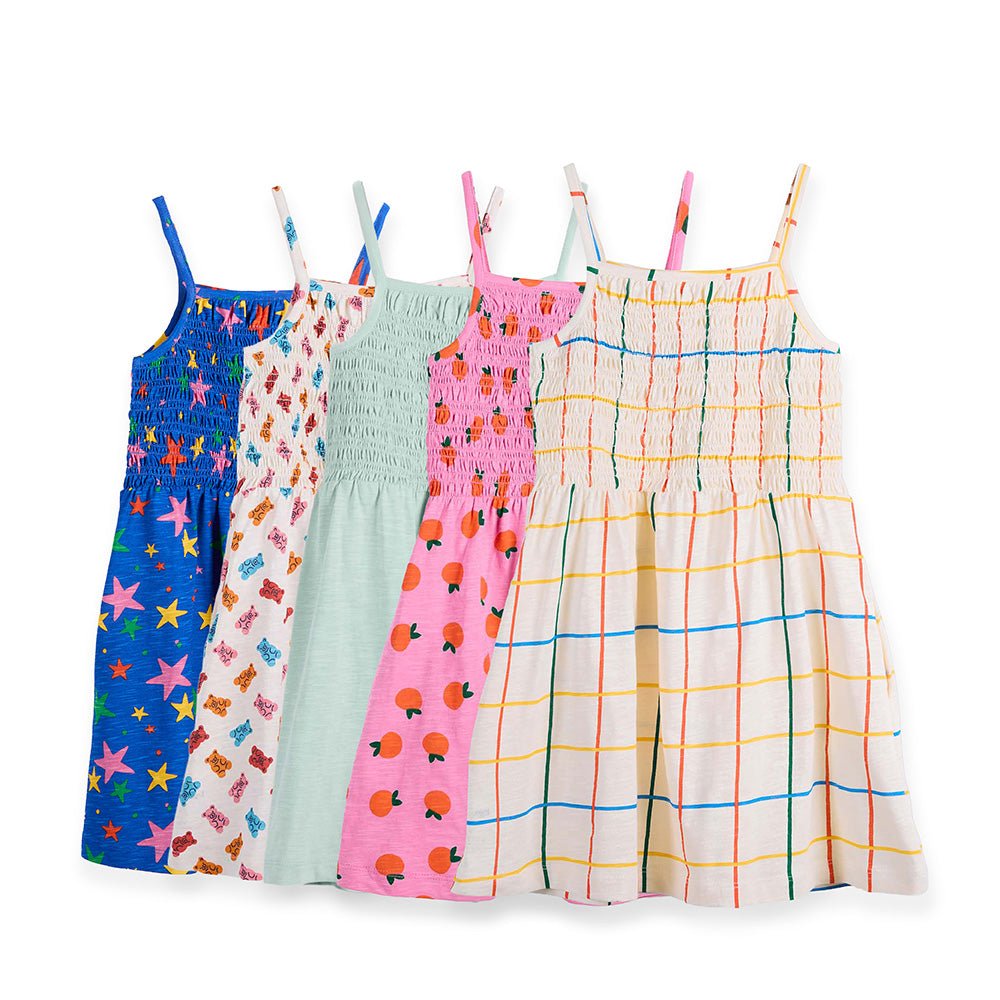 Smocked Dress pack of 5 - organic cotton kids clothing - Kiggle