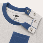Kiggle Snow baby ringer tee contrast rib and pocket closeup