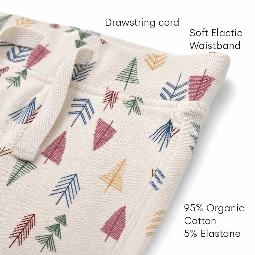 Baby Pant Tiny Forest features - organic cotton, soft elastic waist, drawstring