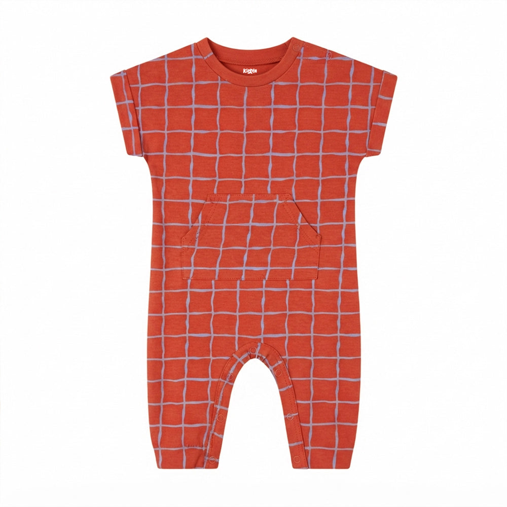 Half Sleeve Sleepsuit Rust Check - front