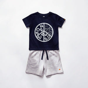 Born to be Wild Co - ord Set | Graphic Tee & Terry Shorts | Carbon & Snow - organic cotton kids clothing - Kiggle